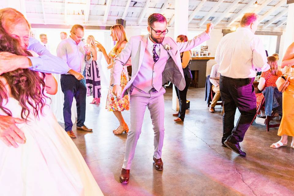 The groom is getting down!