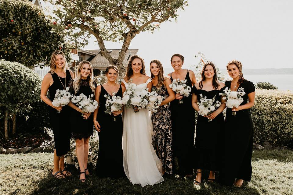 Bridesmaids in black