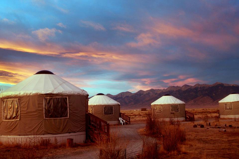 Yurts at Sunset