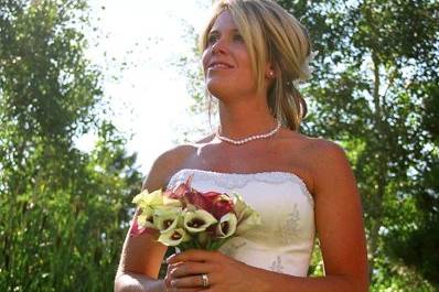 The bride holding her bouquet