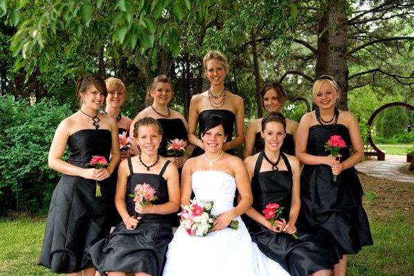 The bride with her bridesmaids