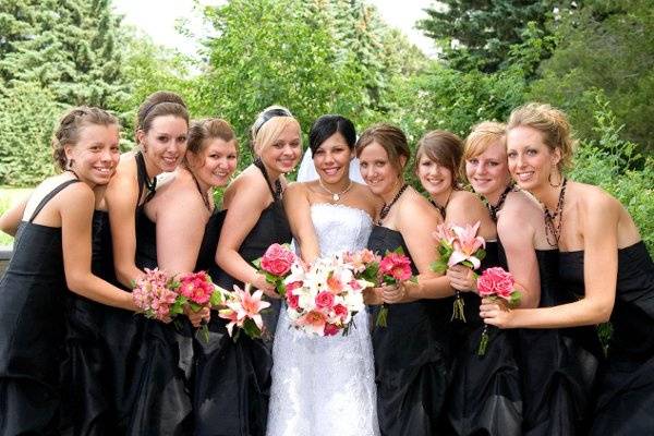 The bride with her bridesmaids