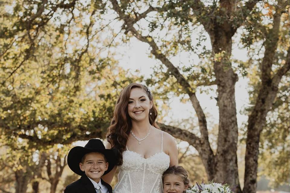 Bride and children