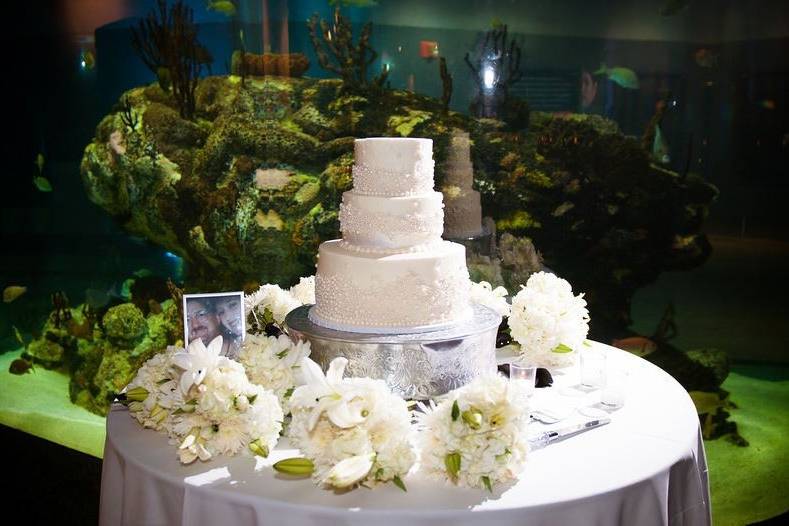 Multiple layered wedding cake