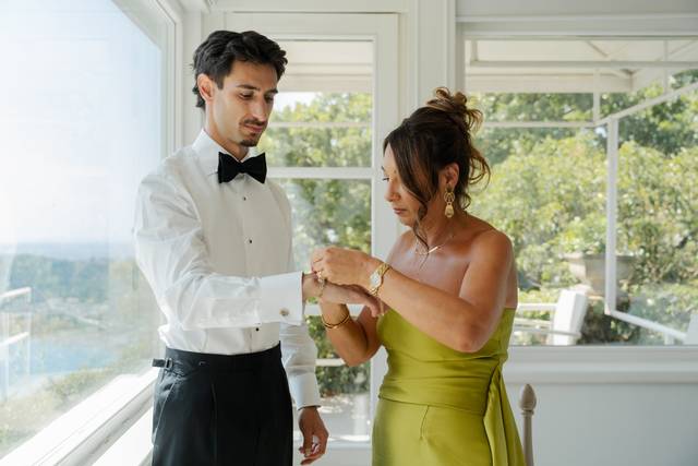 Groom getting ready