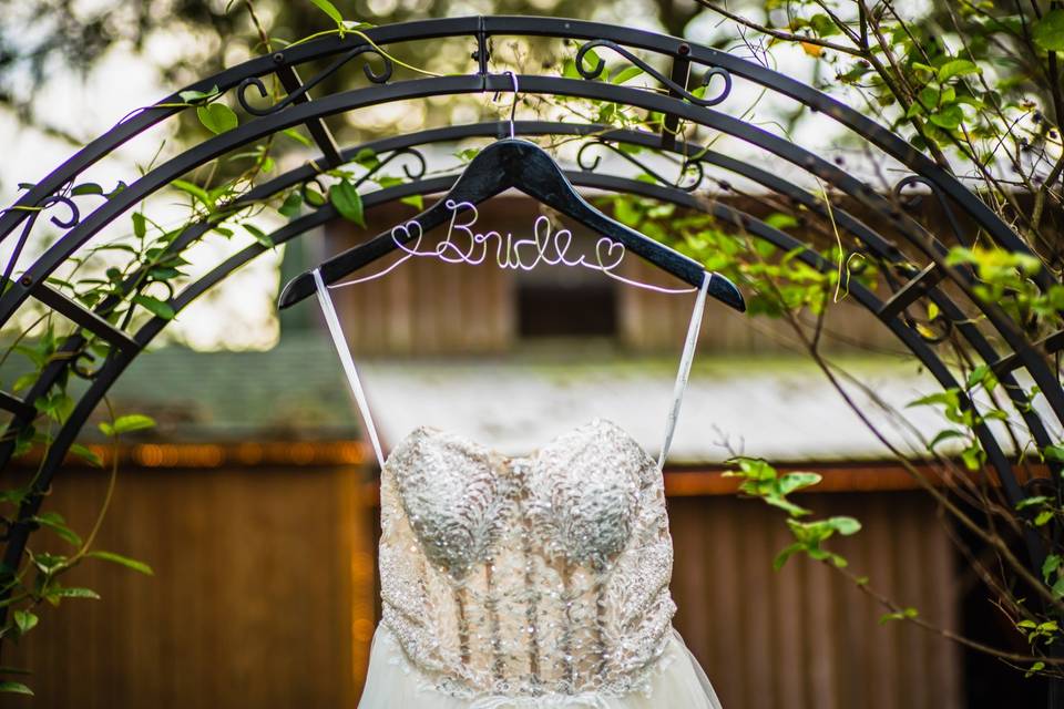 Bride's dress at the Ranch