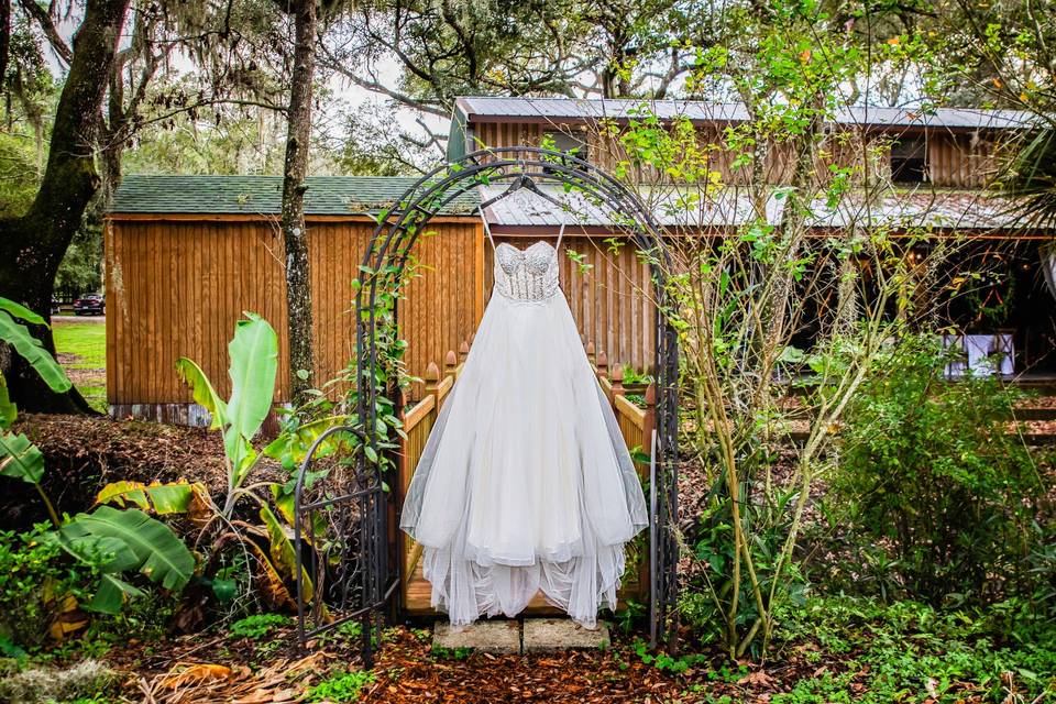 Bride's dress at the Ranch