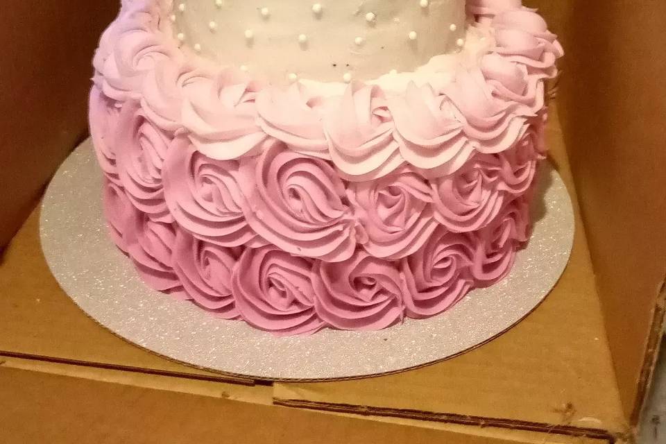 Close up of a pink cake
