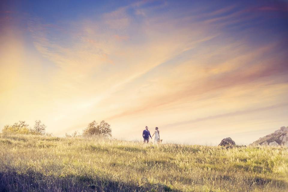 Hillside sunset chase