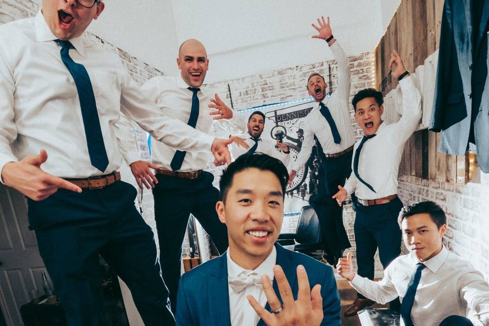 Fun groomsmen shot