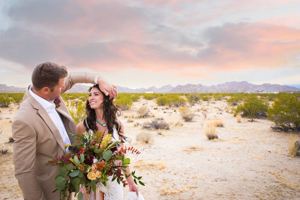 Desert wedding candid
