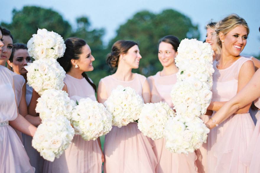 The bride with her bridesmaids