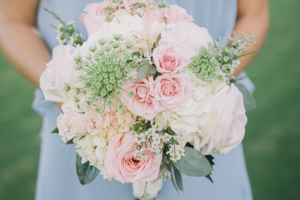 The bride holding her bouquet