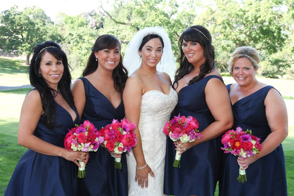 The bride with her bridesmaids