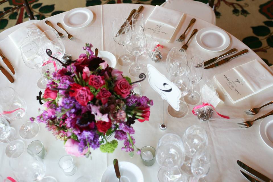 Table setup with centerpiece