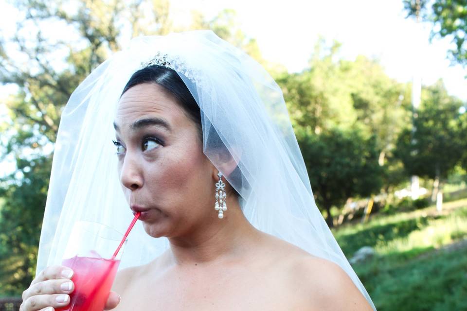 The bride with her bouquet