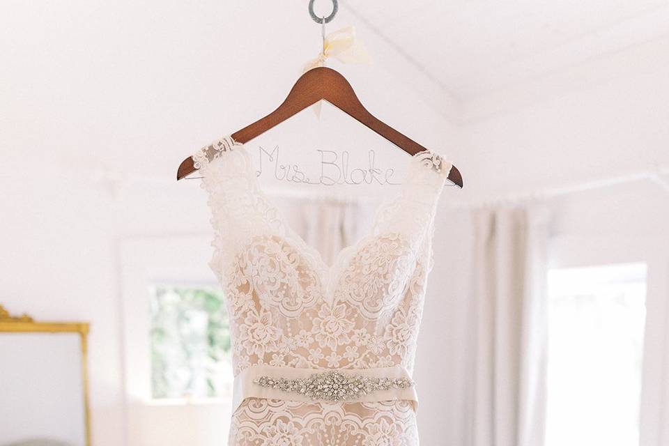 Dress hanging in cottage