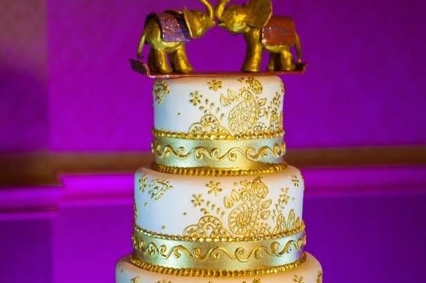 Multiple layered wedding cake