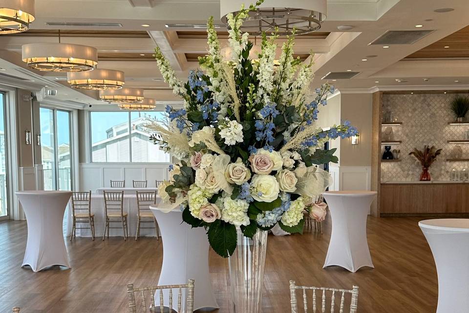 Blue and White arch flowers