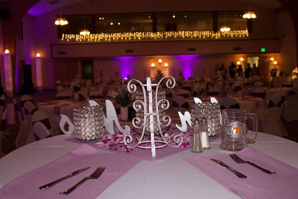 Table setup with centerpiece