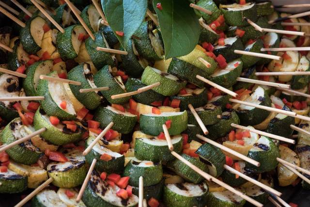 Roasted vegetable skewers with tarragon aioli