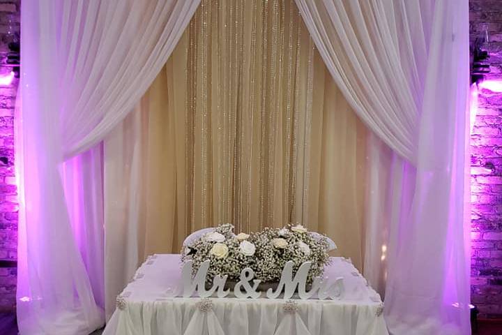 Sweetheart table & backdrop