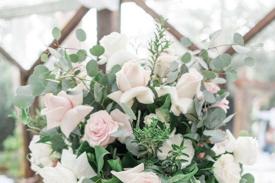 Florals in blush and greenery