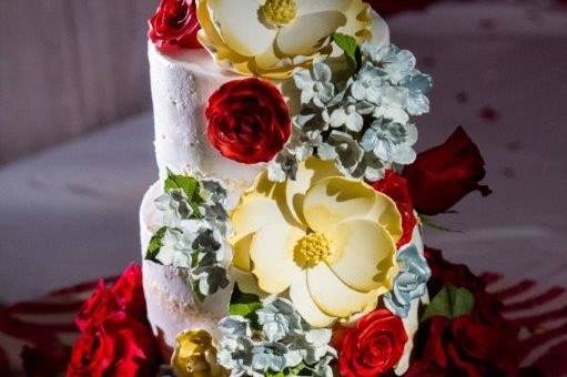 Wedding cake with flower designs