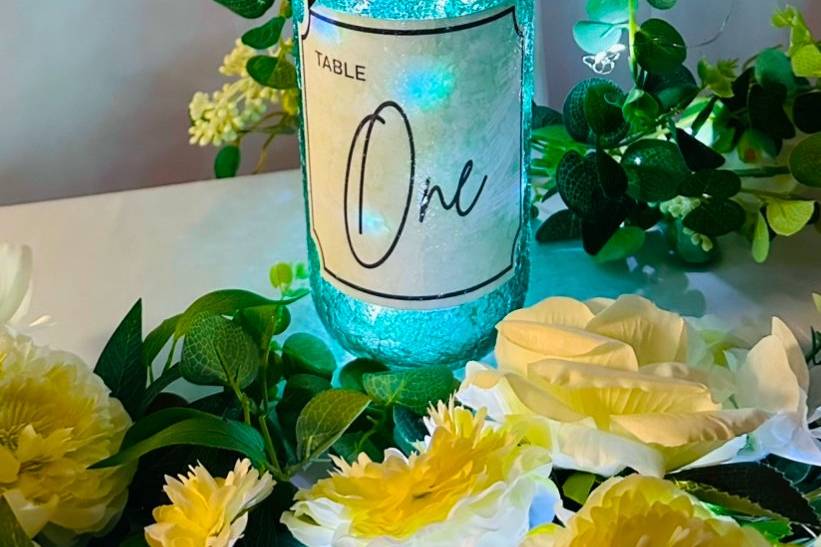 Lights in floral Table Marker