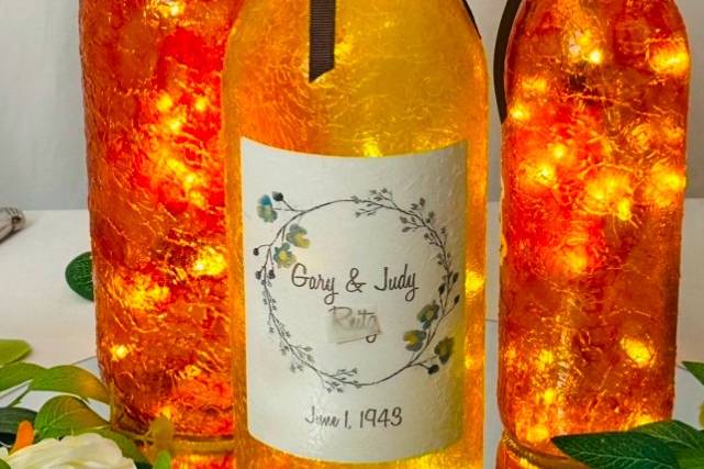 Centerpiece. Bottle labels.