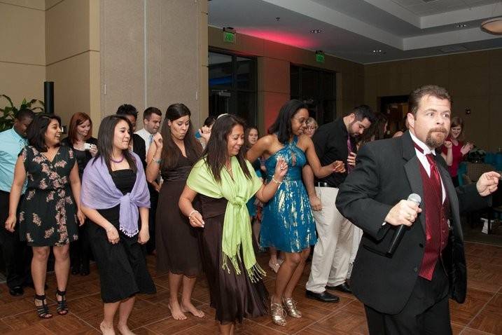 Group dance at a wedding reception at Greer City Hall- Greer, SC