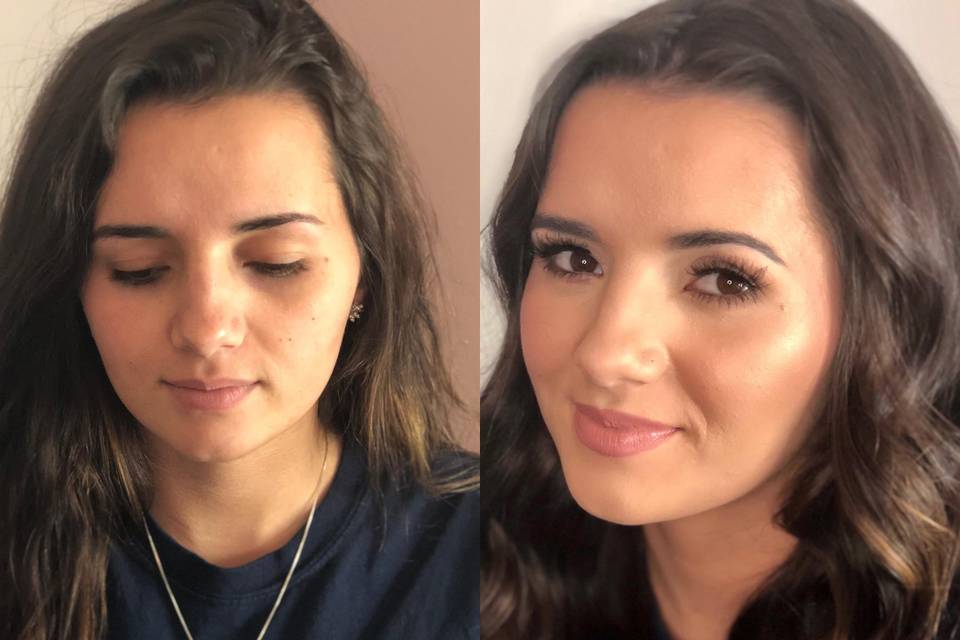 Before and after soft glam