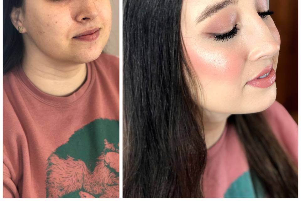 Before and after soft glam