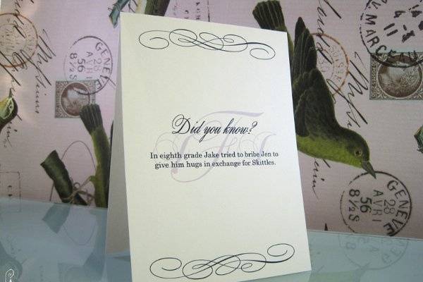 Tent Cards for Reception Tables
