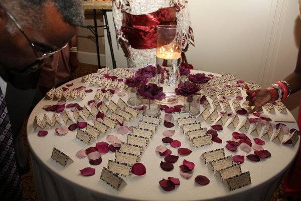 Purple, Silver, and Hot Pink Escort Cards