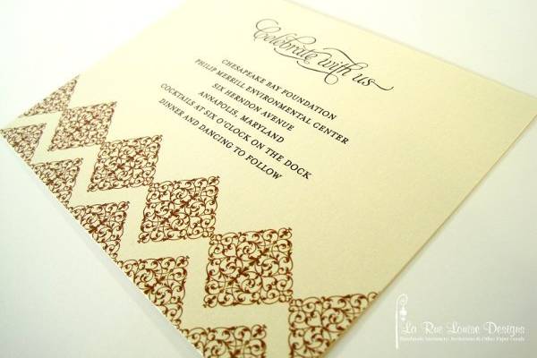 Copper and Eggplant Filigree Wedding Invitation, Reception Card
