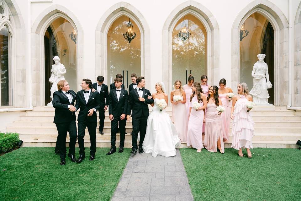 Wedding Party in Courtyard