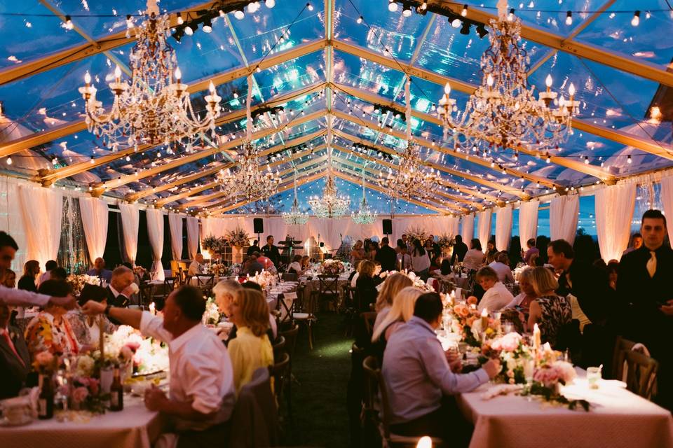 Tented wedding at night