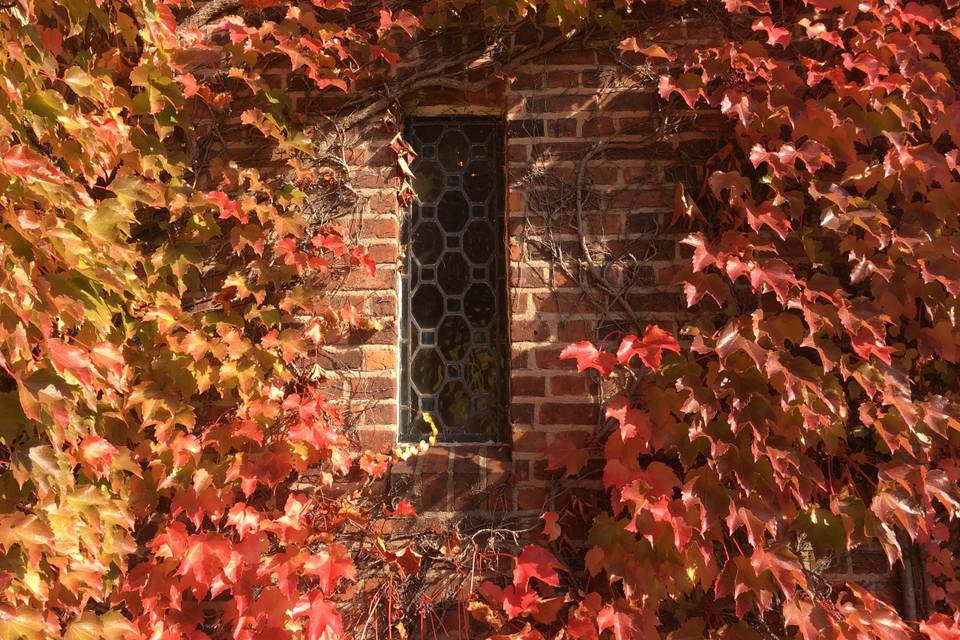 Old Base Chapel Plattsburgh, NY - Ground View. Beautiful foliage