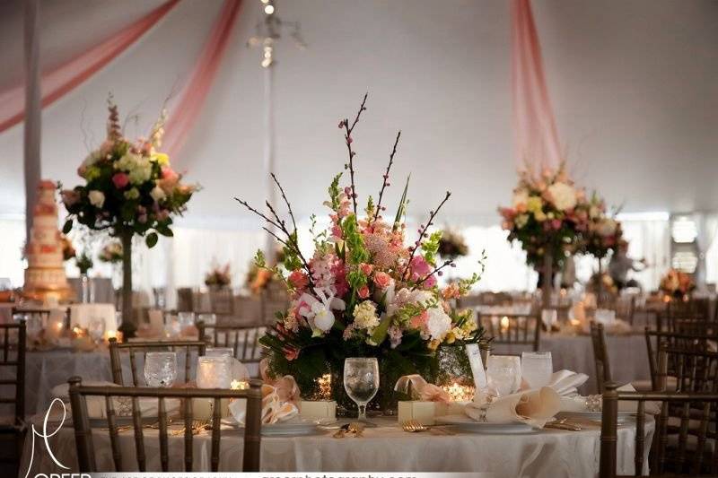 The place settings complimented the centerpieces so wonderfully.