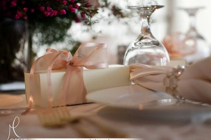 Classic looking Place Settings and Favors.