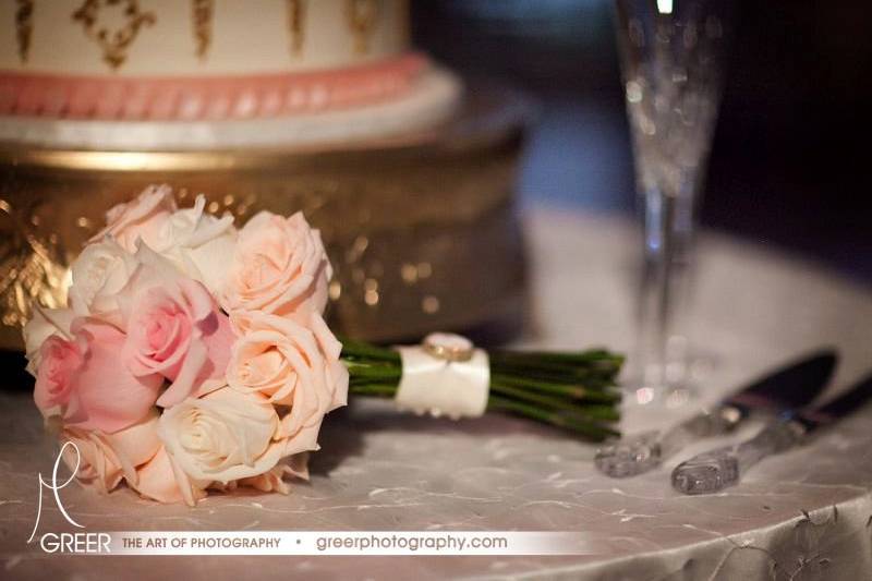 Wedding Boquet and Wedding Cake