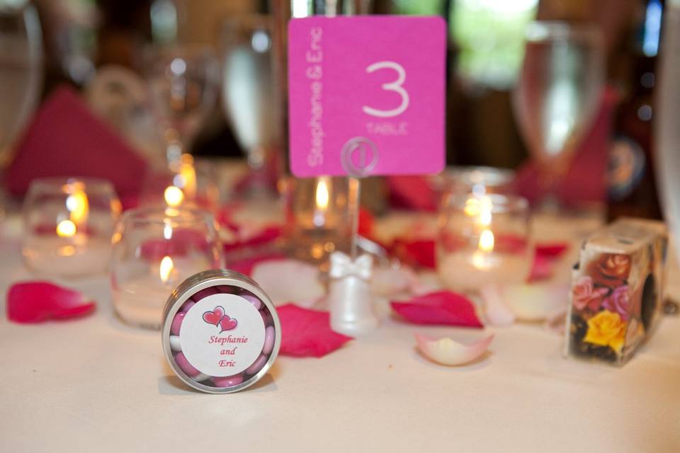 Favors and Table Numbers