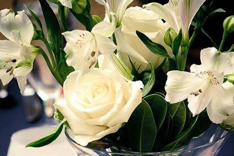 A lovely close-up of the simple yet elegant centerpieces.