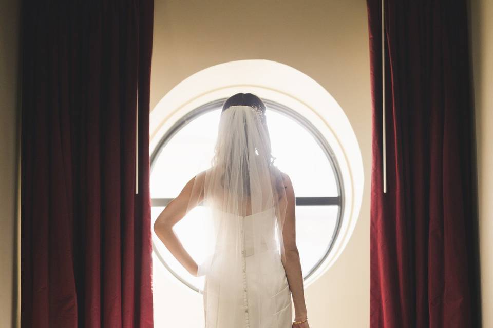 Bride in her wedding gown