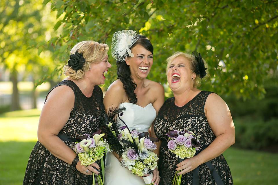 Bride and her bridesmaids