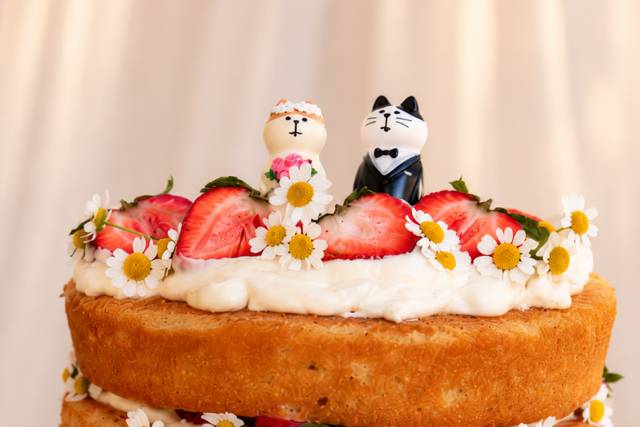 Rustic Strawberry Wedding Cake with Cat Toppers 2.png