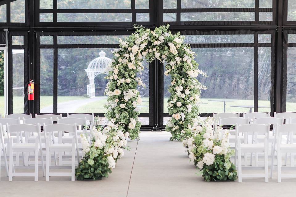 Alice Arch and Aisle Flowers