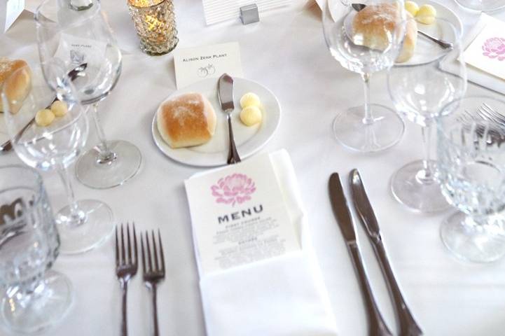 Table setup with centerpiece