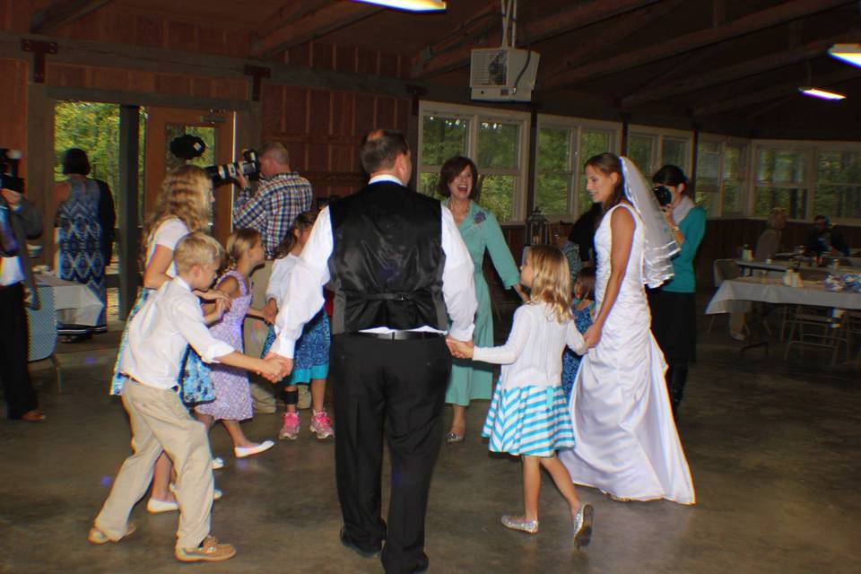 Guests watching the couple